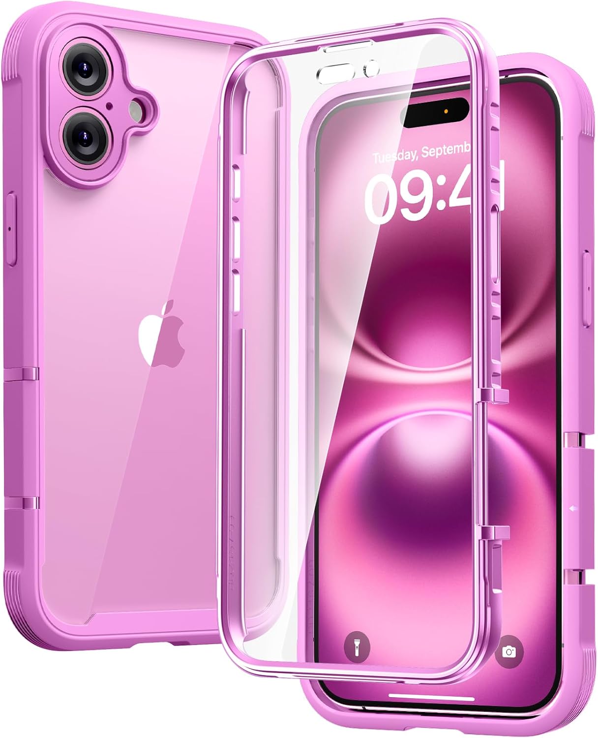 Diaclara - Funda Premium para iPhone 16 Plus 6.7" – Transparente, Protección 360°, con Vidrio Templado y Compatibilidad MagSafe