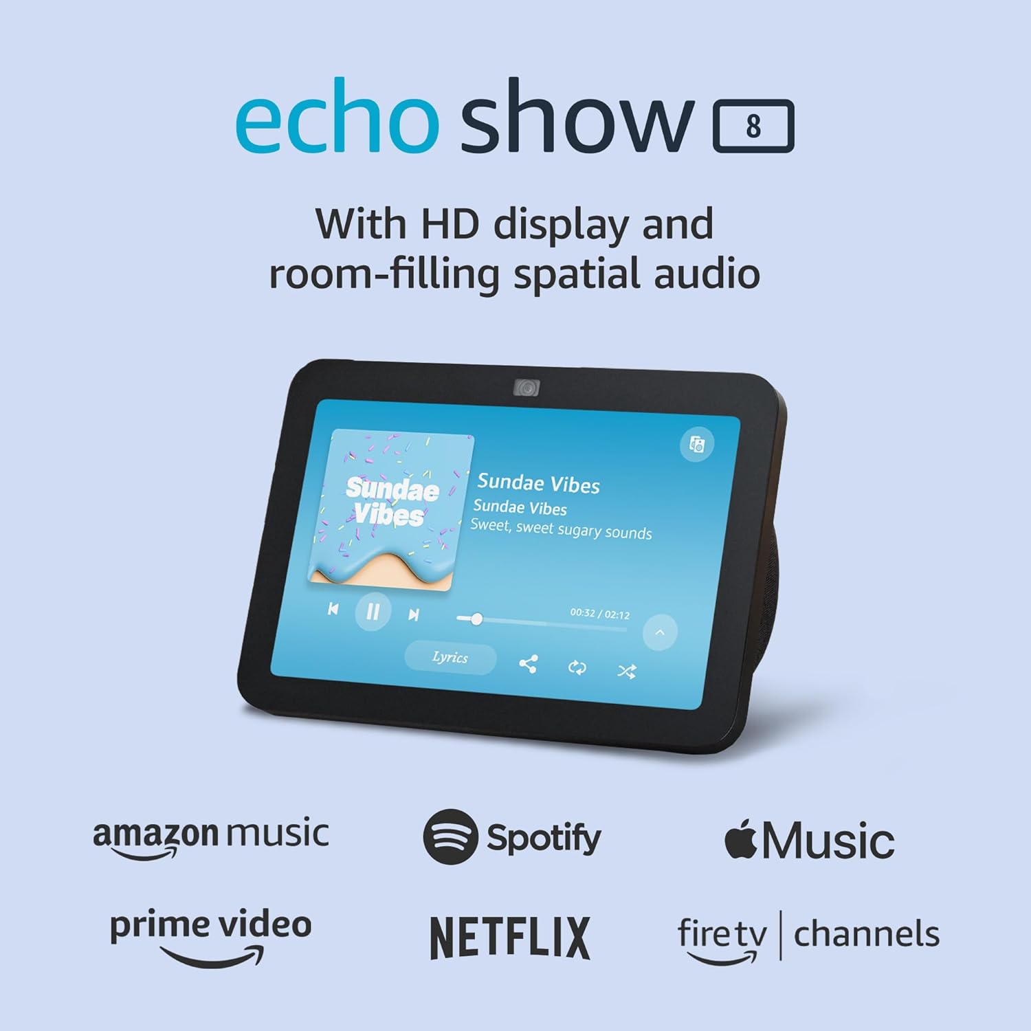 Amazon Echo Show 8 (Último Modelo) – Pantalla Inteligente con Alexa, Audio Espacial, Hub de Smart Home Integrado, Color Carbón