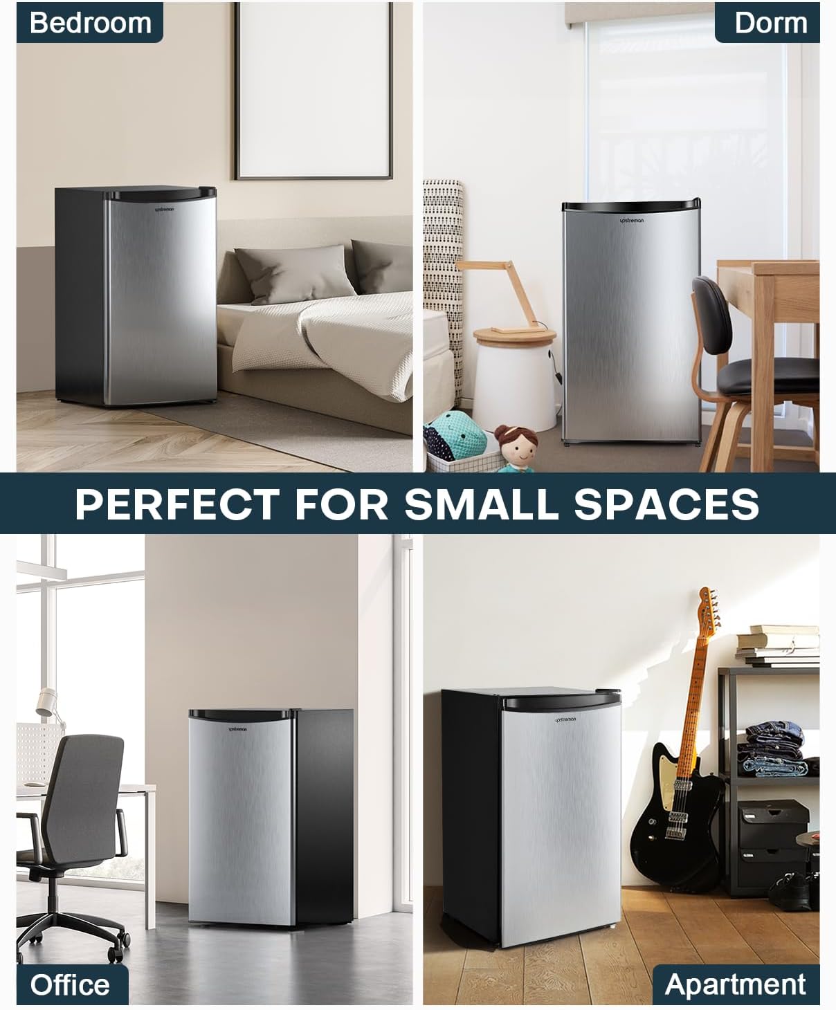 Upstreman Mini Refrigerador 3.2 Cu.Ft – Con Congelador, Termostato Ajustable, Diseño Compacto para Dormitorio, Oficina o Espacios Reducidos - Imagen 9