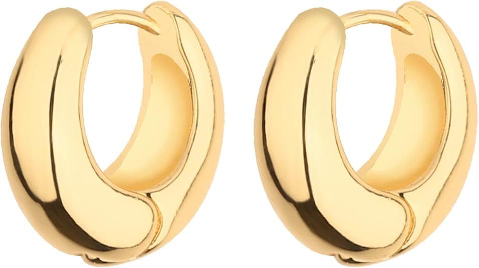 Wgoud - Juego De Aretes De Aro Gruesos De Oro 14 Quilates Para Mujer – Hipoalergénicos, Aretes De Aro Torcidos Y Elegantes - Imagen 5