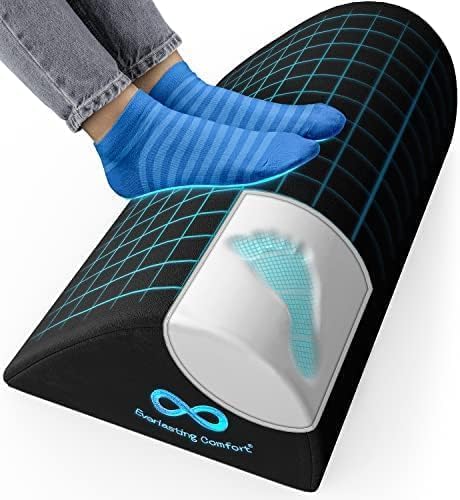 Everlasting Comfort - Reposapiés de Espuma Viscoelástica para Debajo del Escritorio – Almohada Elevadora para Piernas, Taburete Ergonómico para Juegos y Oficina en Casa
