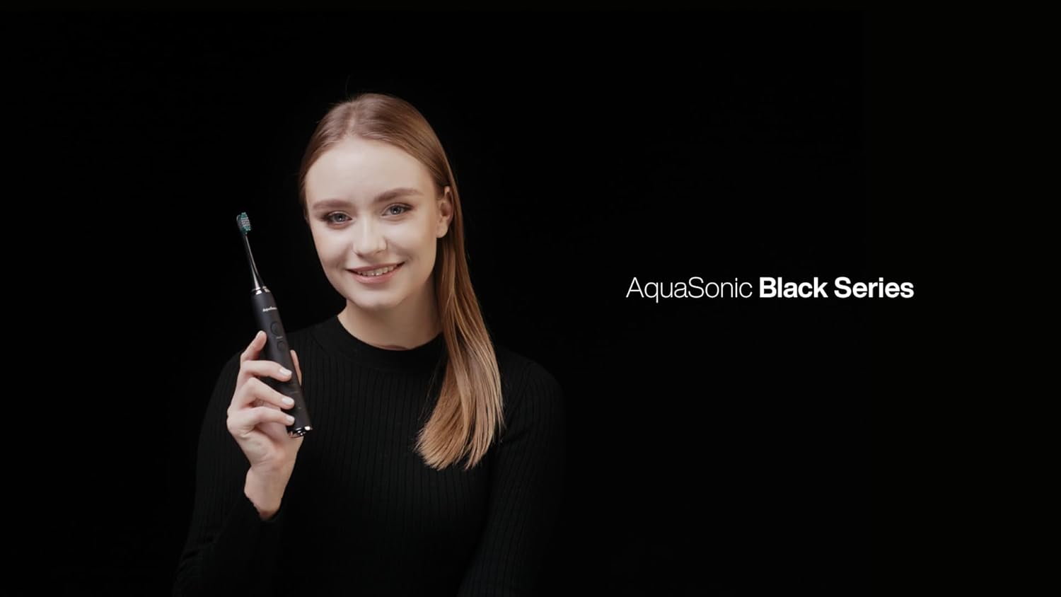 AquaSonic Black Series - Cepillo de Dientes Ultrablancador con 8 Cabezales y Funda de Viaje - Imagen 2