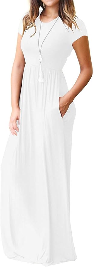 VIISHOW - Vestido Largo Informal para Mujer – Manga Corta, Ajuste Suelto con Bolsillos - Imagen 2