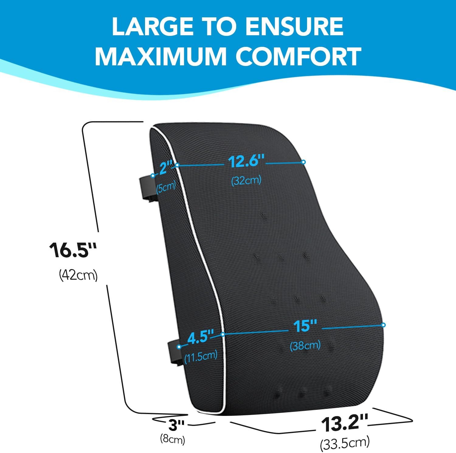 QUTOOL – Almohada de Apoyo Lumbar para Silla de Oficina, Automóvil y Silla de Juegos, Cojín Reclinable de Espuma Viscoelástica con Cubierta de Malla y Doble Correa Ajustable para Alivio del Dolor de Espalda y Mejora de la Postura - Imagen 9