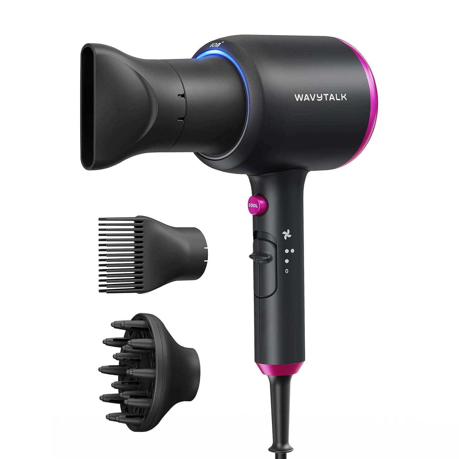 Wavytalk - Secador de Pelo con Difusor, Secador Iónico de 1875 W para Cabello Rizado con Peine, Secado Rápido con Tecnología Anti-Frizz Profesional