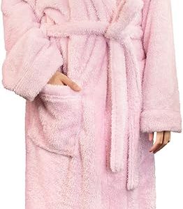 PAVILIA - Bata de baño de vellón suave y cálido para mujer, calidad prémium