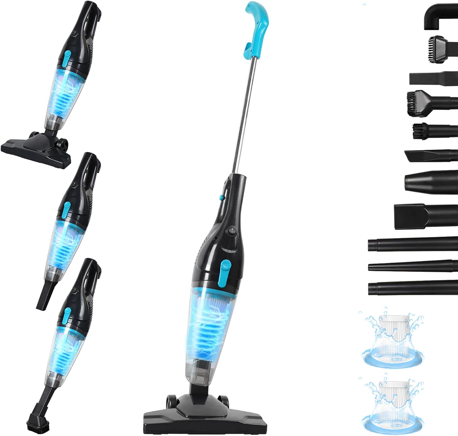 Intercleaner - Aspiradora con Cable, Succión 15 KPa, Motor 400W, 12 en 1, Ligera y Silenciosa para Pisos, Alfombras y Autos