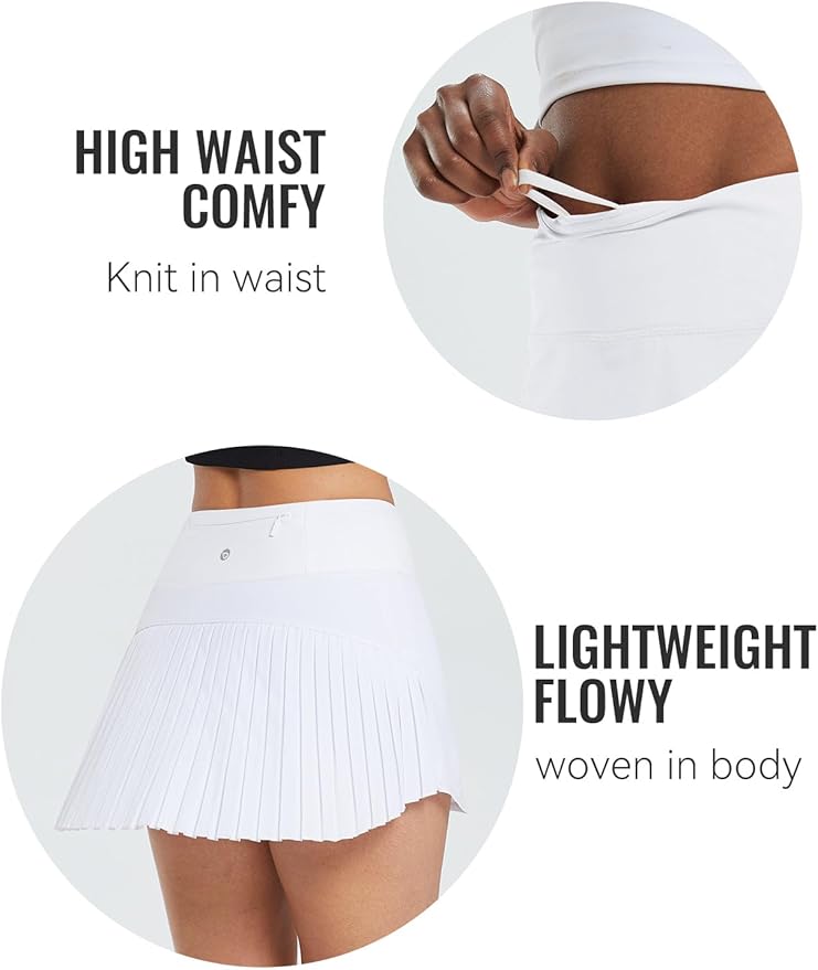 BALEAF - Falda Pantalón Plisada para Mujer – Falda de Tenis y Golf de Cintura Alta con Bolsillos, Ligera y Atlética - Imagen 3