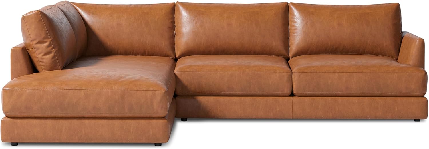 VALENCIA THEATER SEATING – Sofá Modular Valencia Serena de Cuero Completo de 108” con Chaise Izquierdo, Cuero Nappa 11000, Perfil Bajo en Forma de L para Sala de Estar