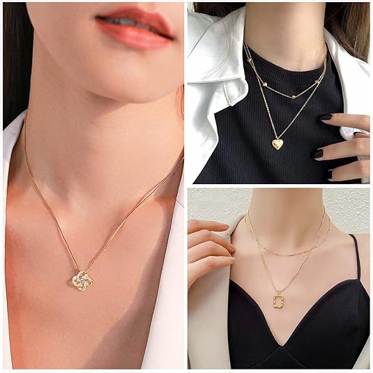 IFKM - Juego De Joyería Chapada En Oro 36 Piezas – 4 Collares, 11 Pulseras, 7 Aretes, 14 Anillos De Nudillos Para Mujer Y Niñas – Regalo Ideal Para San Valentín, Aniversario Y Cumpleaños - Imagen 3