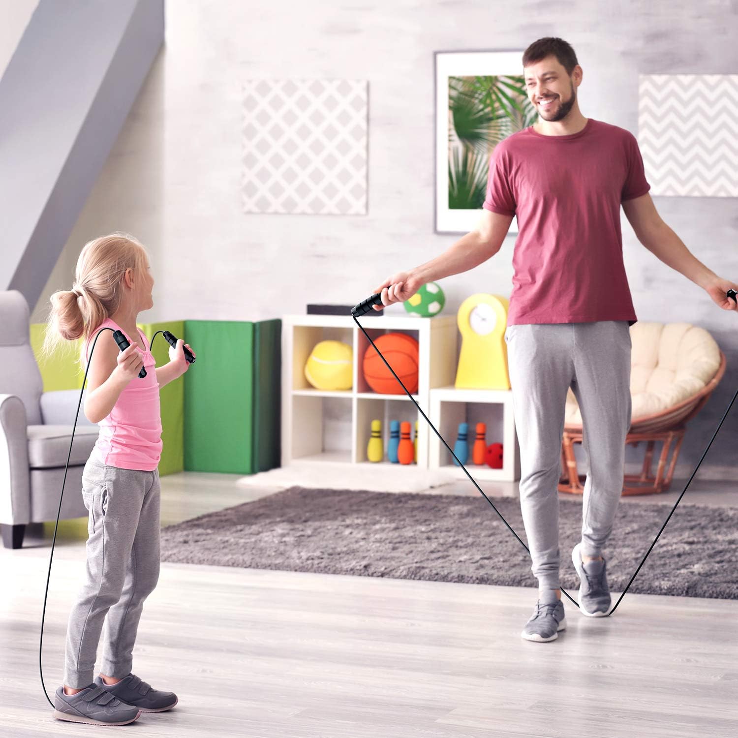 Cuerda para Saltar de Velocidad – Cable de Acero Antienredos con Rodamientos de Bolas para Mujeres, Hombres y Niños - Imagen 7