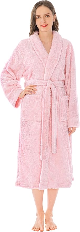 PAVILIA - Bata de baño de vellón suave y cálido para mujer, calidad prémium - Imagen 7