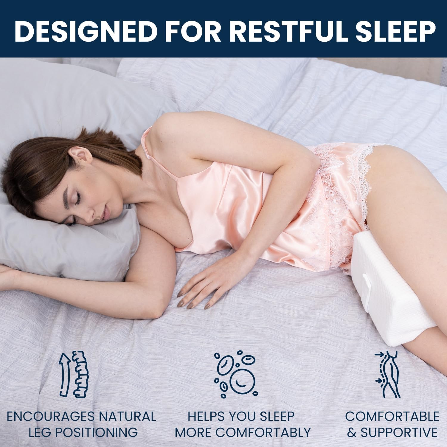 Everlasting Comfort – Almohada para Rodilla de Espuma Viscoelástica 100 % Pura con Correa Ajustable y Tapones para Oídos - Imagen 6