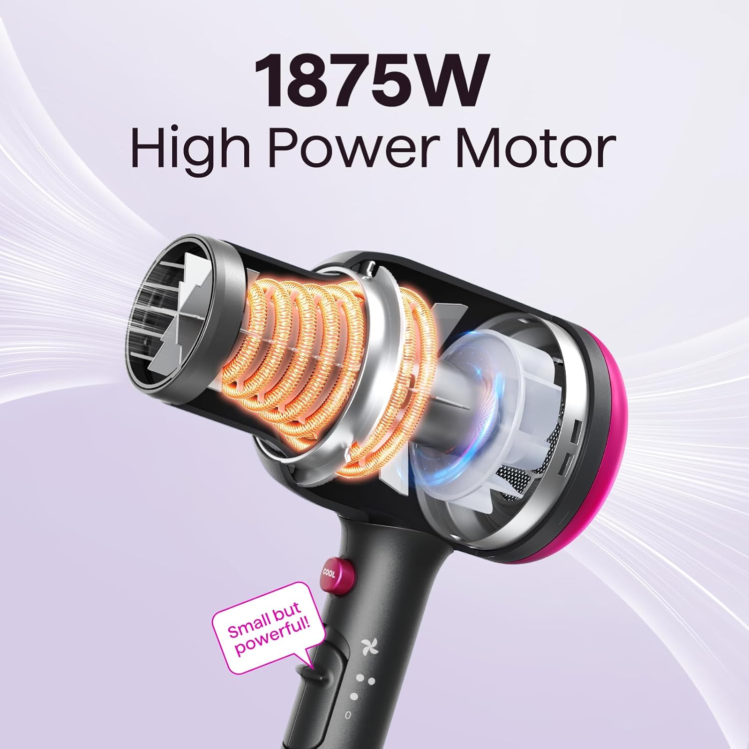 Wavytalk - Secador de Pelo con Difusor, Secador Iónico de 1875 W para Cabello Rizado con Peine, Secado Rápido con Tecnología Anti-Frizz Profesional - Imagen 8