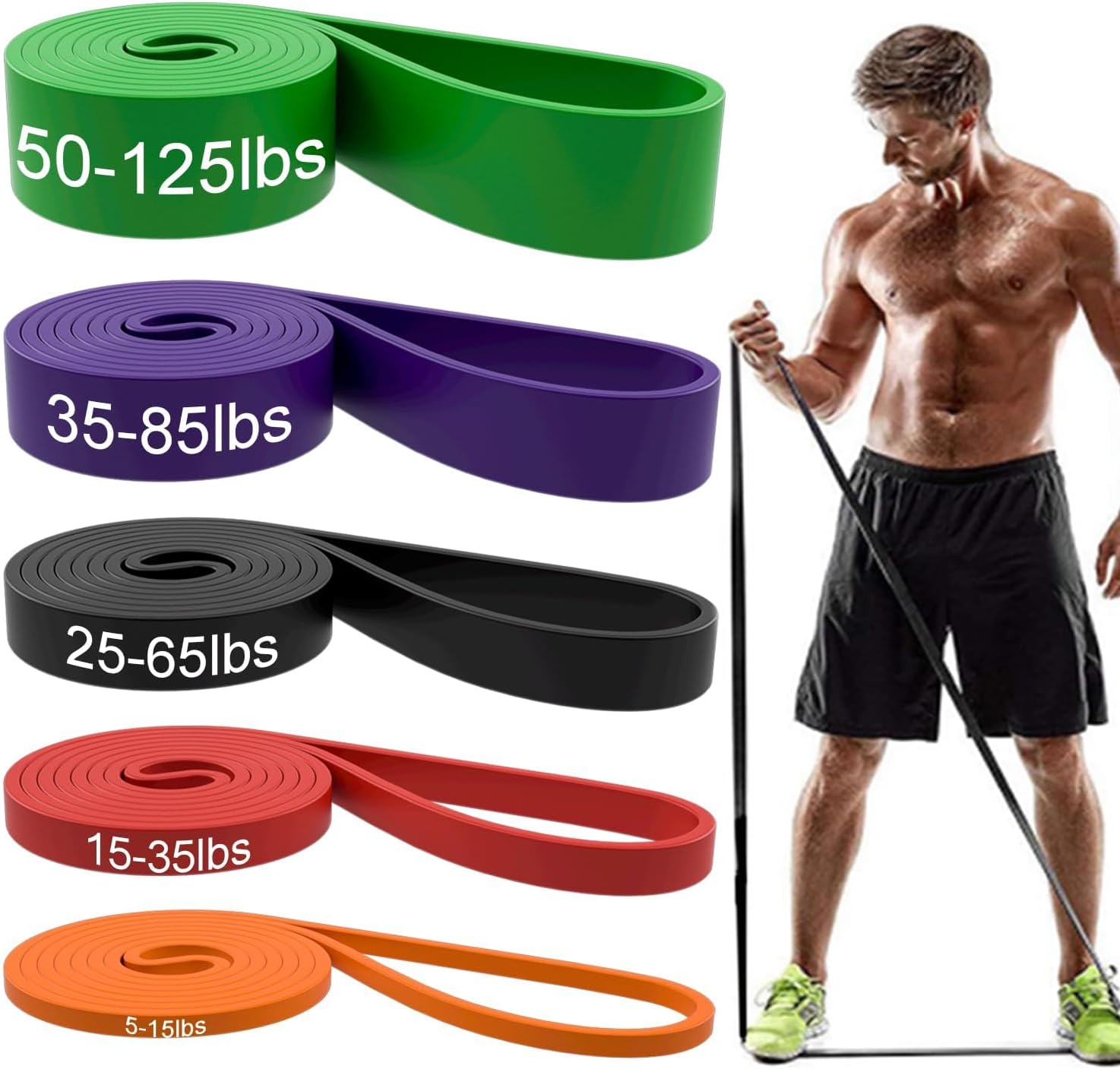 ROSAPOAR - Bandas De Resistencia Largas – Asistencia Para Dominadas, Entrenamiento De Fuerza, Fitness y Rehabilitación