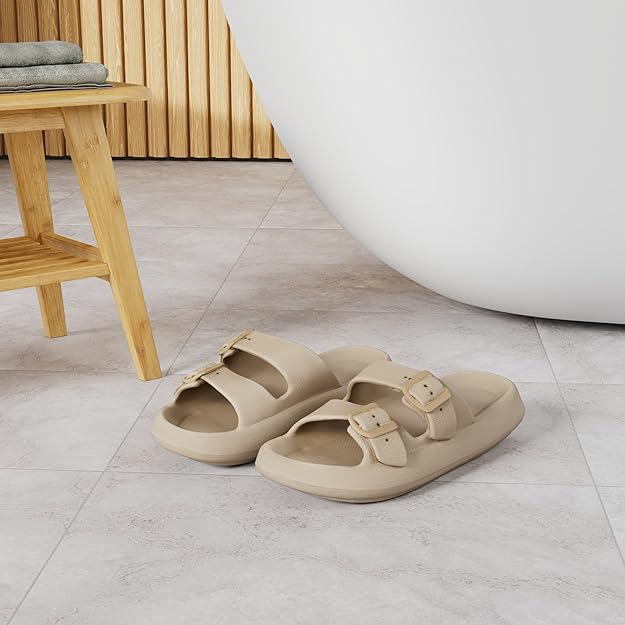 Weweya - Sandalias Acolchadas Para Mujer Y Hombre – Ajustables Con Doble Hebilla, Planas De EVA - Imagen 2