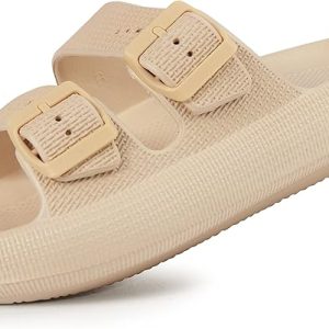 Weweya - Sandalias Acolchadas Para Mujer Y Hombre – Ajustables Con Doble Hebilla, Planas De EVA