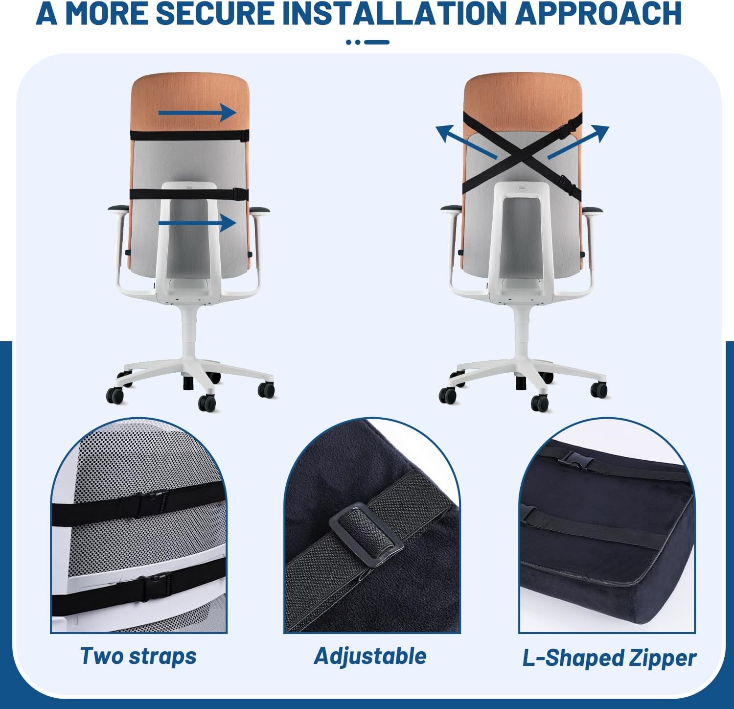 QUTOOL- Cojín Ortopédico De Asiento Y Almohada De Apoyo Lumbar – Espuma Viscoelástica Con Funda Lavable, Ergonómico Para Coxis, Alivio Del Dolor De Espalda Baja Y Ciática, Para Sillas Y Asientos - Imagen 6