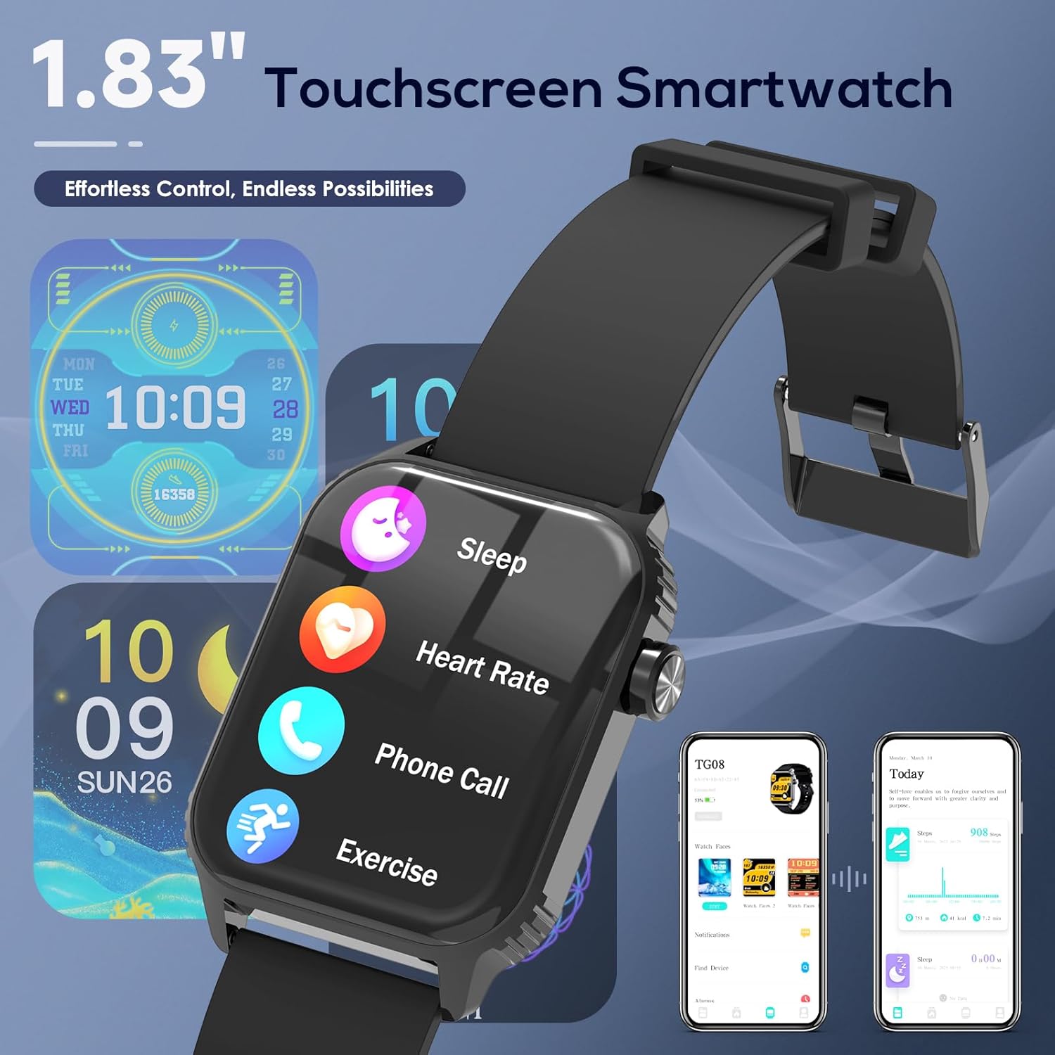 TRAUSI - Reloj Inteligente para Mujeres y Hombres – Pantalla HD 1.83", 120 Modos Deportivos, Monitor de Frecuencia Cardíaca y Sueño - Imagen 4