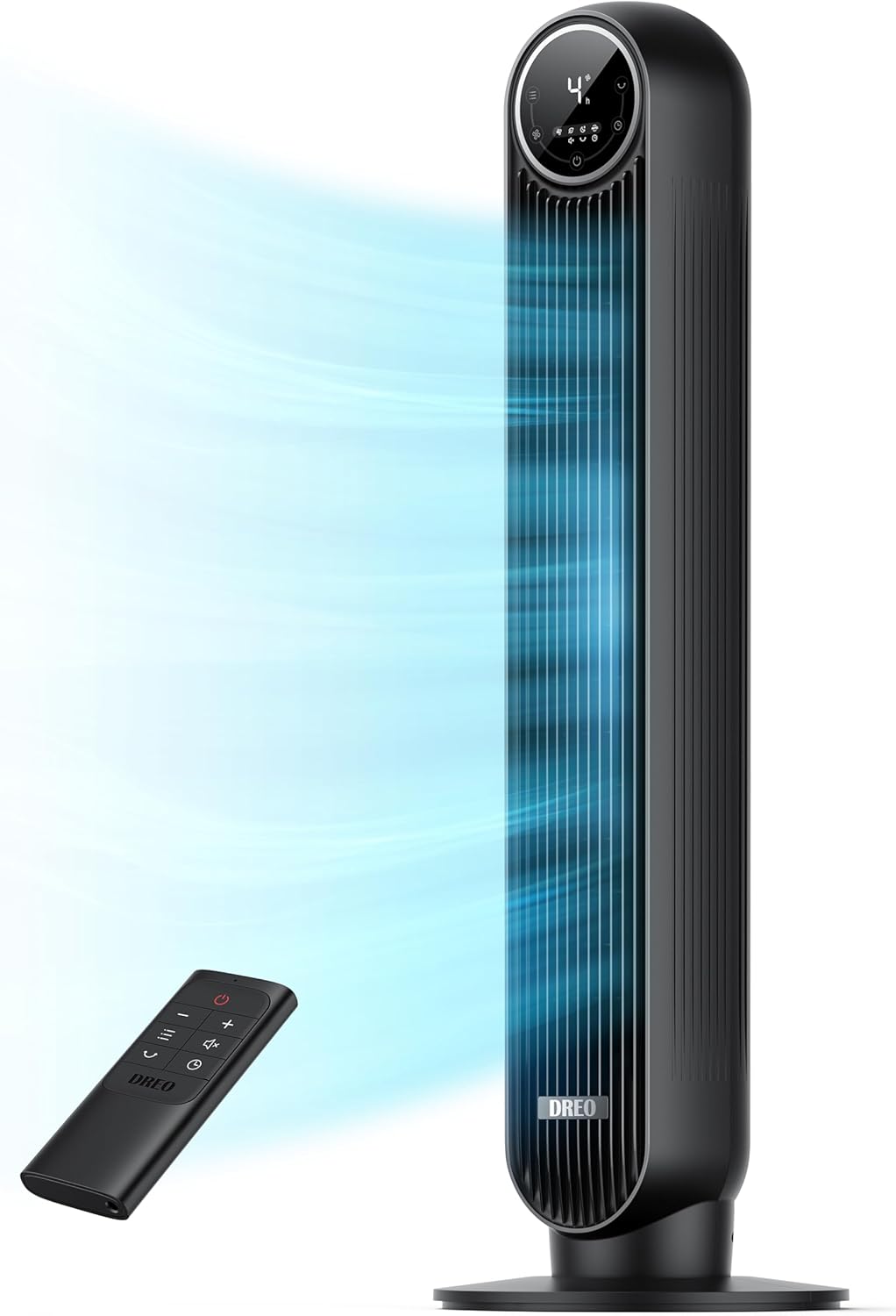 Dreo - Ventilador de Torre Silencioso para Dormitorio – 25 pies/s, 28 dB, Oscilación 90°, 4 Velocidades y Modos, Temporizador 8h