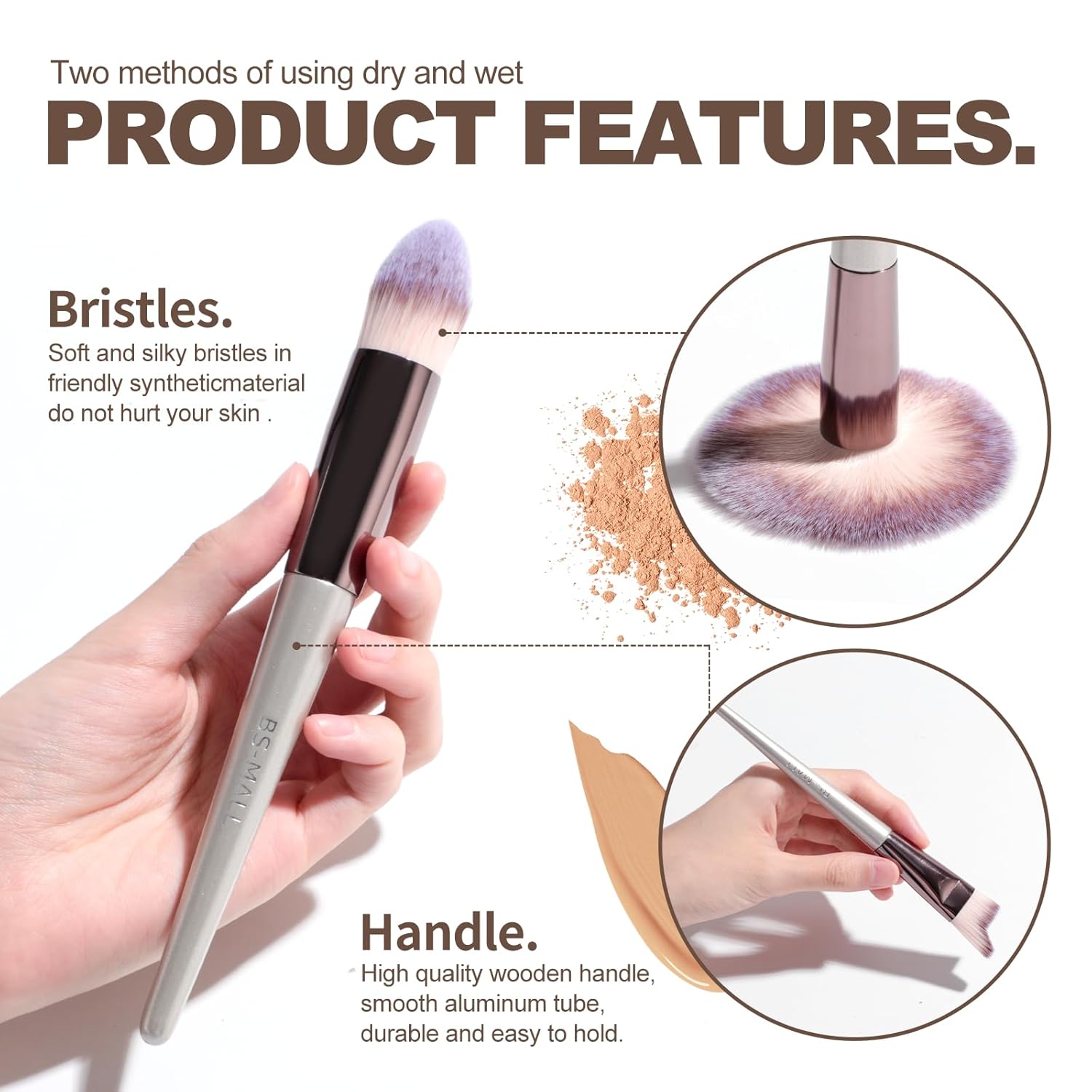 BS-MALL Juego de Brochas de Maquillaje (18 Piezas) – Brochas Sintéticas de Alta Calidad para Base, Polvo, Corrector y Sombras con Estuche Negro - Imagen 4