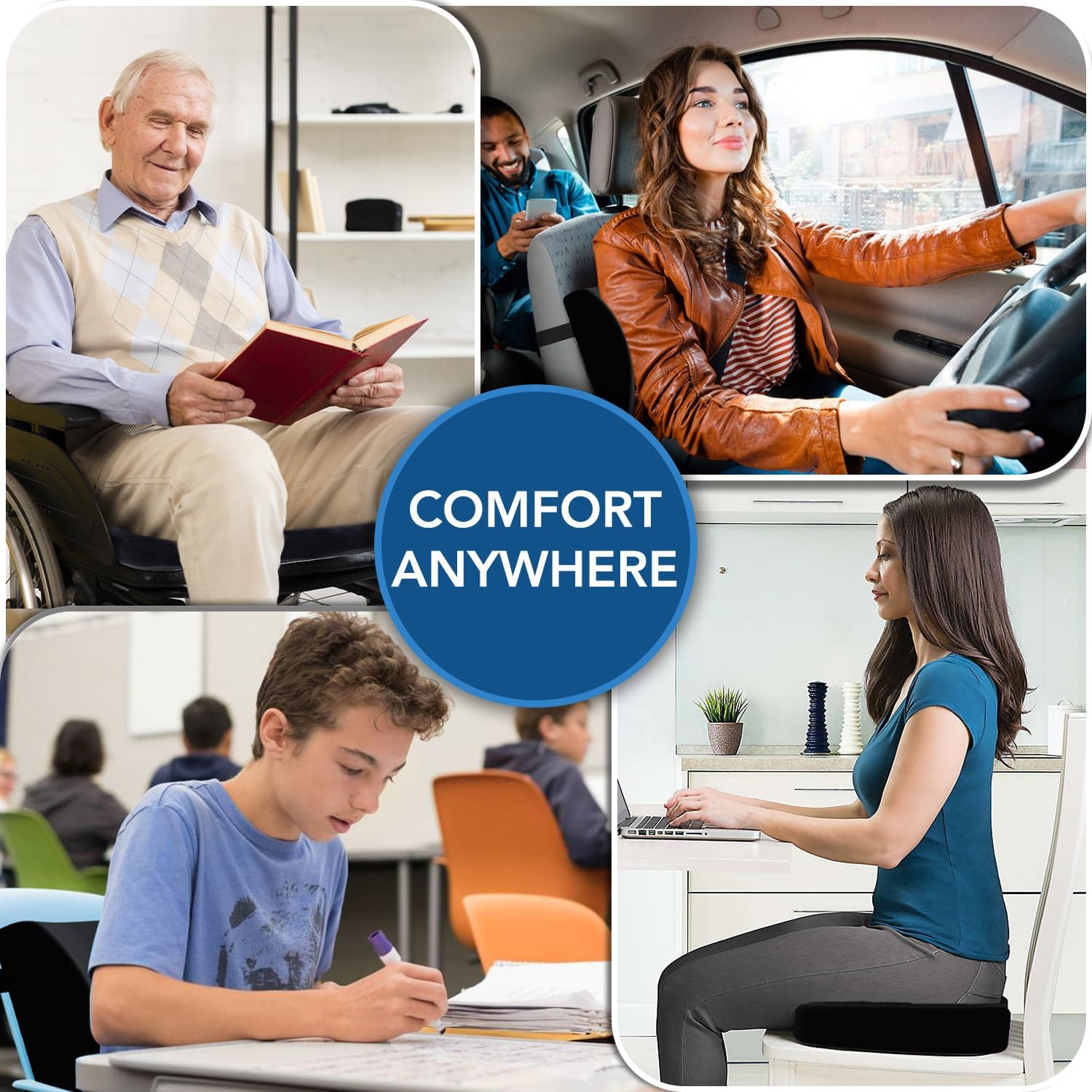 QUTOOL- Cojín Ortopédico De Asiento Y Almohada De Apoyo Lumbar – Espuma Viscoelástica Con Funda Lavable, Ergonómico Para Coxis, Alivio Del Dolor De Espalda Baja Y Ciática, Para Sillas Y Asientos - Imagen 8
