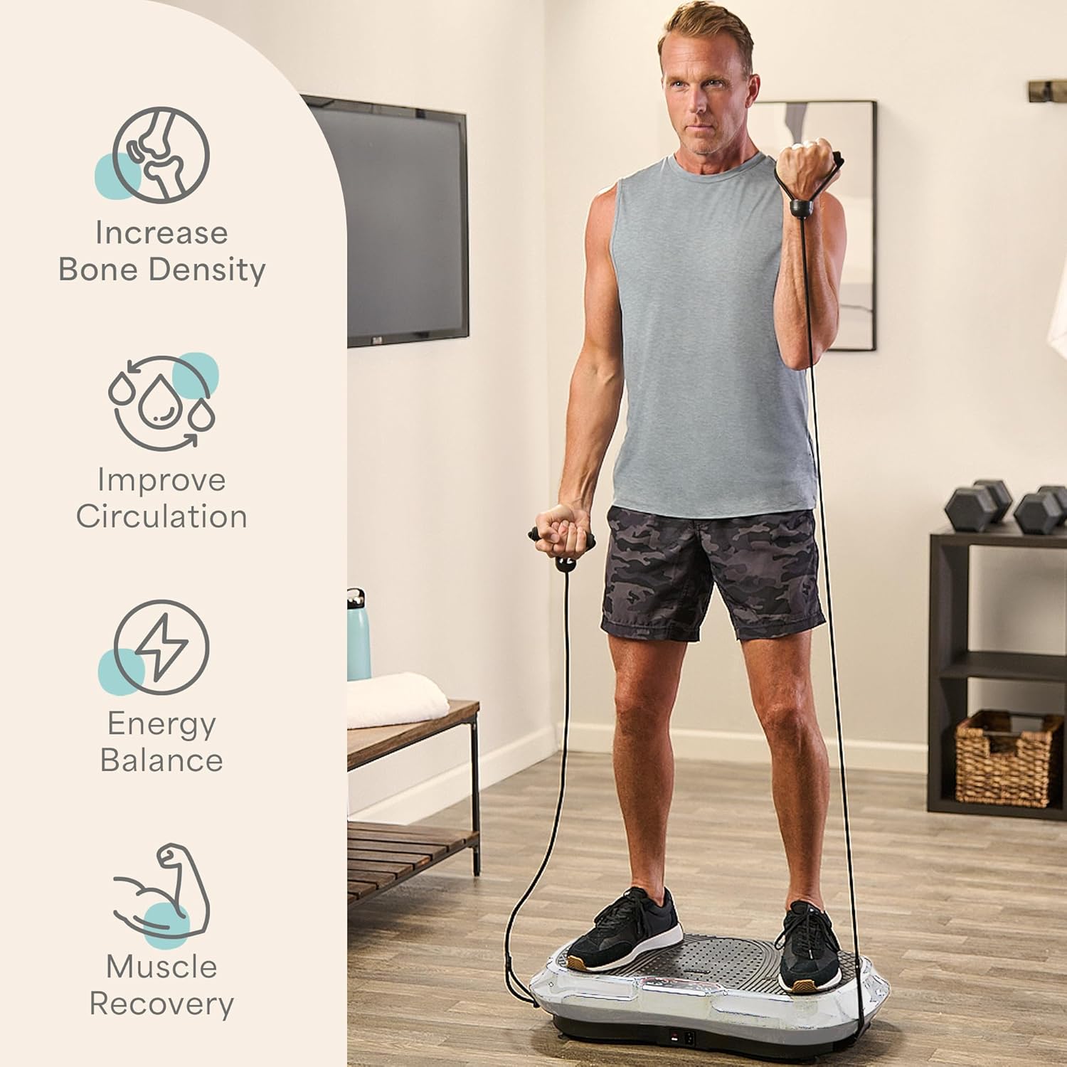 Lifepro - Waver Vibration Plate – Plataforma Vibratoria de Alta Intensidad para Entrenamiento de Cuerpo Completo con Bandas de Resistencia – Equipo de Fitness para Activación Muscular - Imagen 10