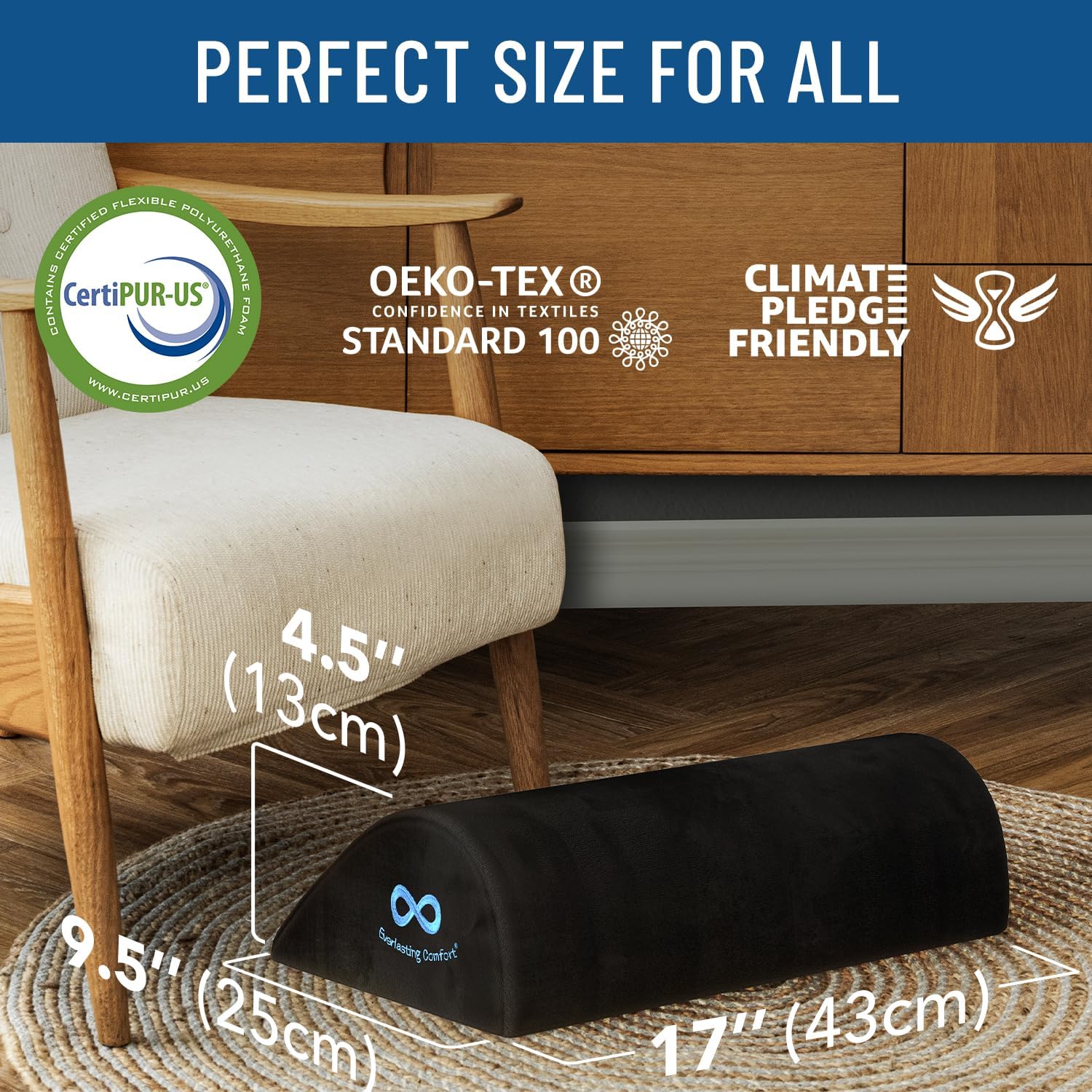 Everlasting Comfort - Reposapiés de Espuma Viscoelástica para Debajo del Escritorio – Almohada Elevadora para Piernas, Taburete Ergonómico para Juegos y Oficina en Casa - Imagen 7
