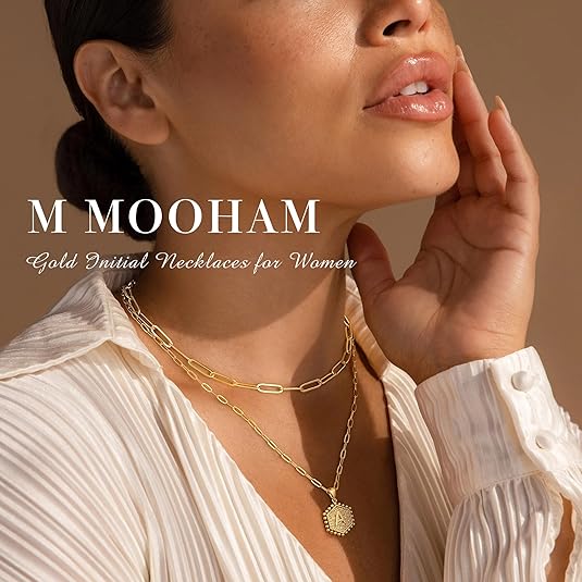 M MOOHAM Collar Delicado En Capas Para Mujer – Collar De Oro 14K Con Letra Inicial Hexagonal, Joyería Personalizada Ideal Para Regalos - Imagen 7