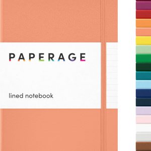 PAPERAGE Cuaderno Tipo Diario – Tapa Dura, 160 Páginas A Rayas, Papel Grueso 100 GSM, Tamaño Mediano 5.6 x 8 Pulgadas, Color Coral