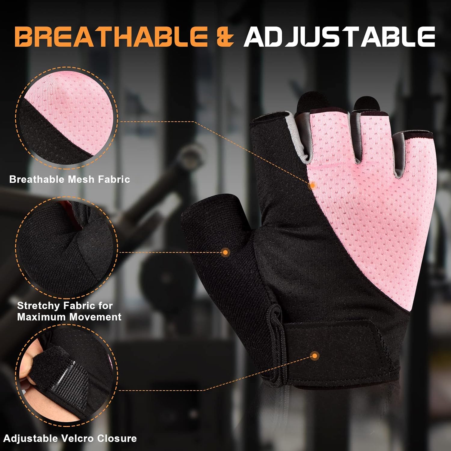 Sunnex - Guantes de Gimnasio Sin Dedos – Transpirables para Levantamiento de Pesas, Ciclismo y Entrenamiento - Imagen 5