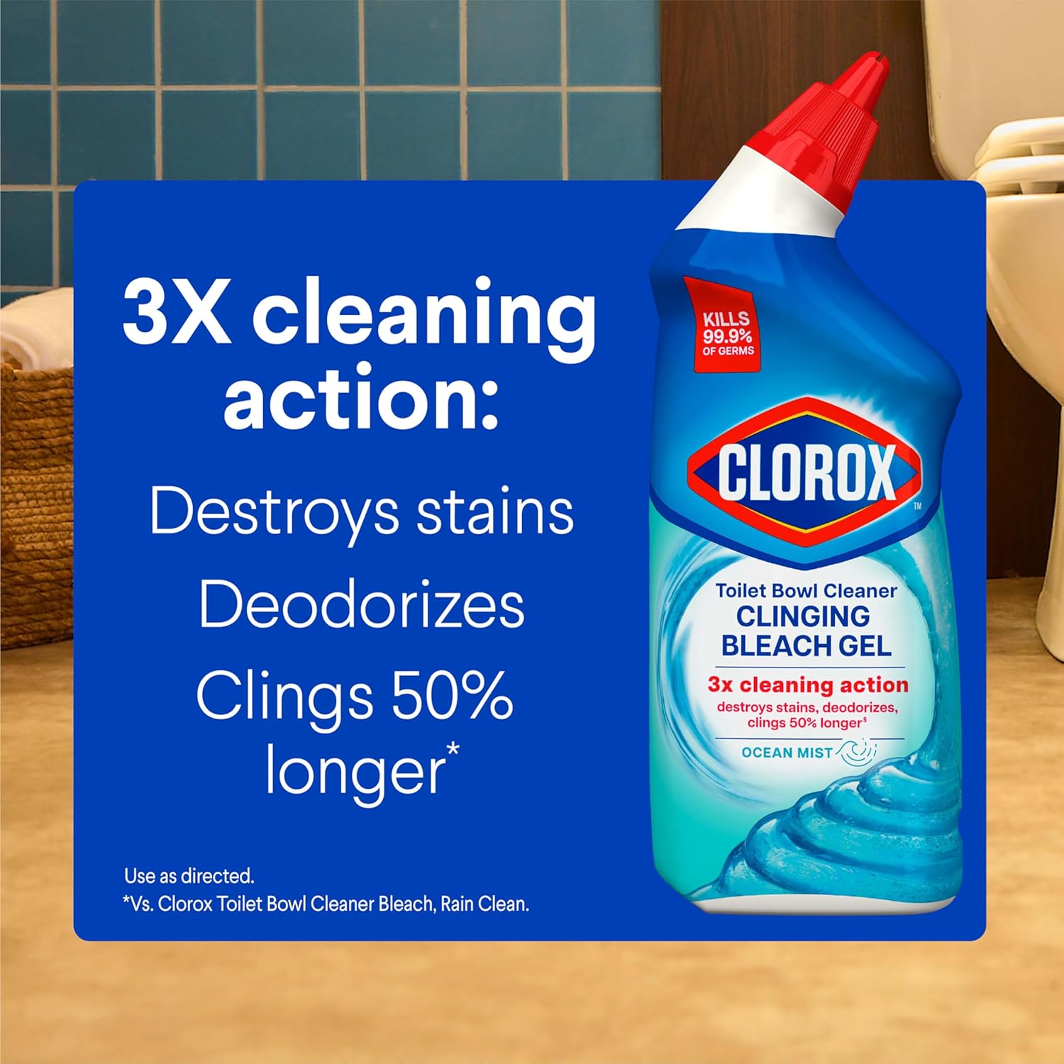 Clorox - Limpiador de Inodoro Gel Blanqueador Adherente, Aroma Niebla Oceánica, 24 oz, Paquete de 2 - Imagen 5