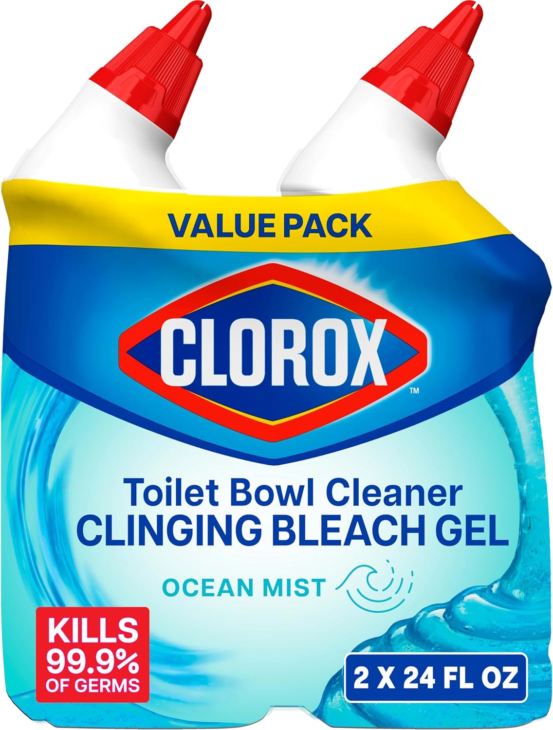Clorox - Limpiador de Inodoro Gel Blanqueador Adherente, Aroma Niebla Oceánica, 24 oz, Paquete de 2 - Imagen 7