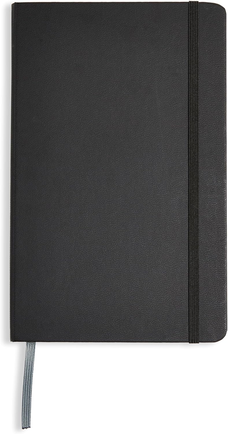 Amazon Basics - Cuaderno Clásico Con Rayas – Tapa Dura, 240 Páginas, 5 x 8.25 Pulgadas, Color Negro