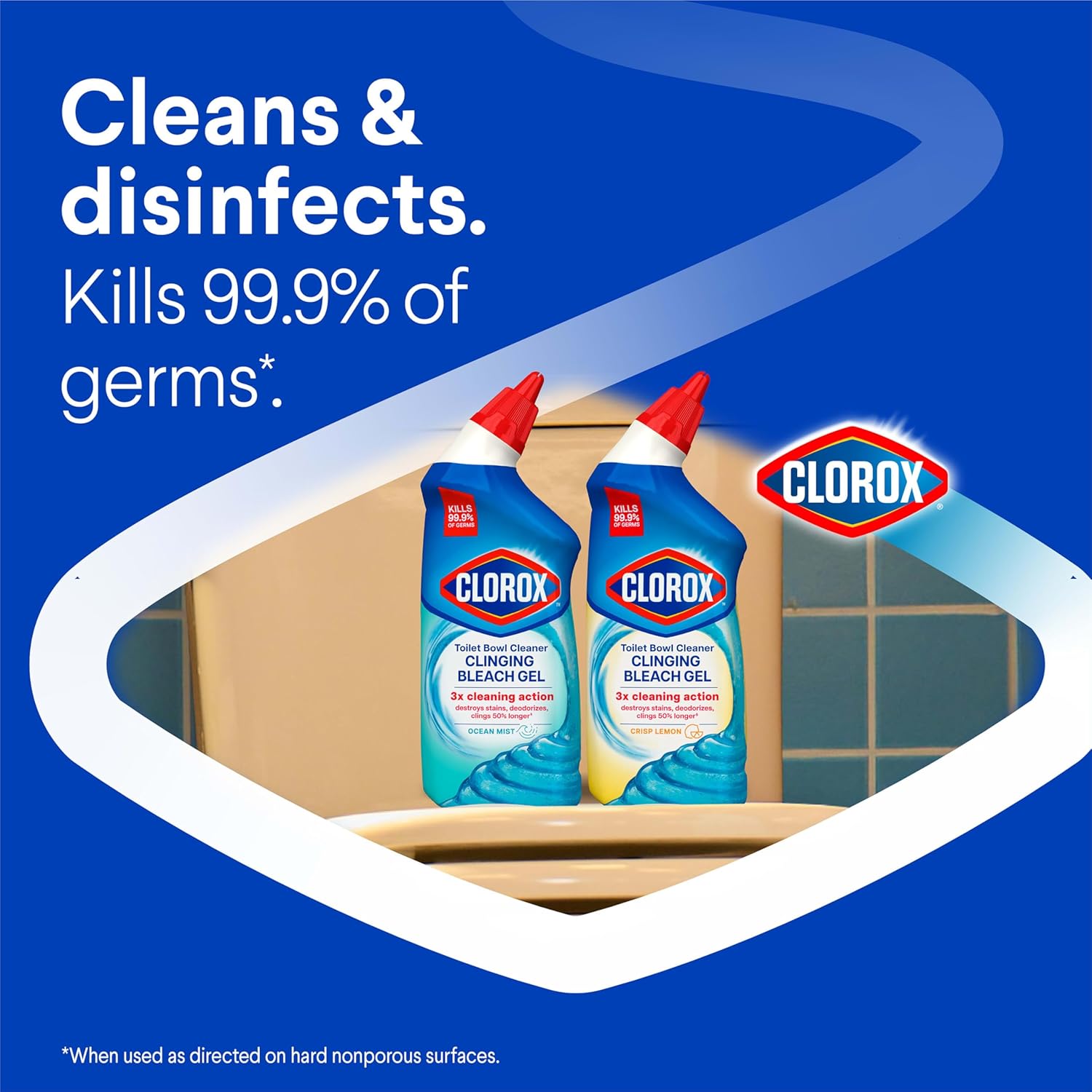 Clorox - Limpiador de Inodoro Gel Blanqueador Adherente, Aroma Niebla Oceánica, 24 oz, Paquete de 2 - Imagen 3