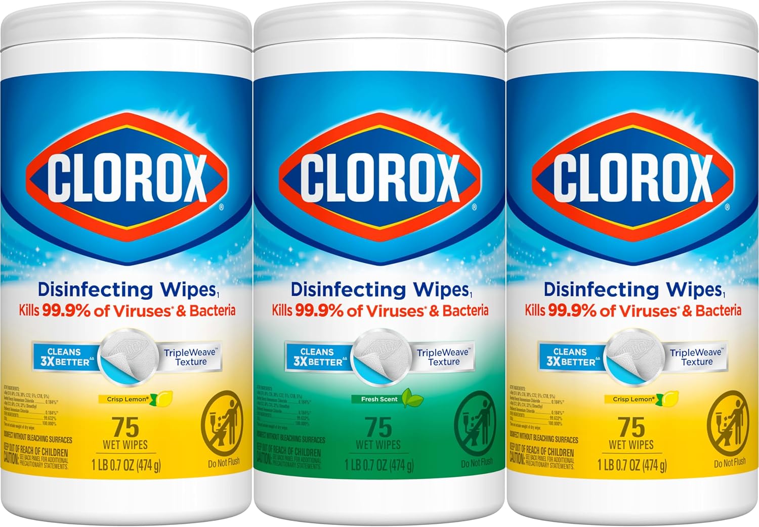 Clorox Toallitas Desinfectantes Value Pack, Aroma Fresco y Mezcla de Cítricos, 10754 - Imagen 3