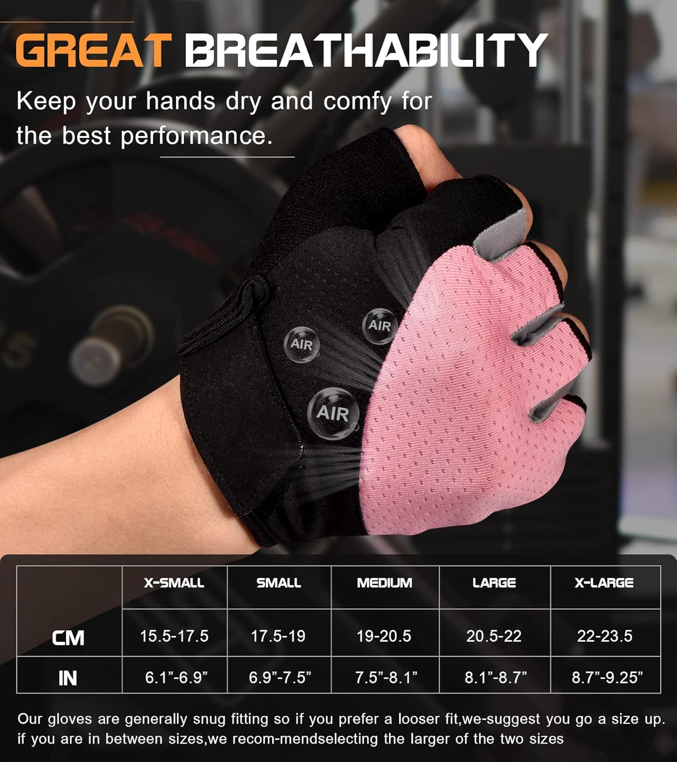 Sunnex - Guantes de Gimnasio Sin Dedos – Transpirables para Levantamiento de Pesas, Ciclismo y Entrenamiento - Imagen 6