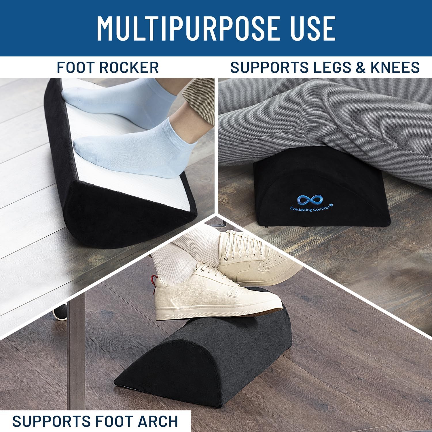 Everlasting Comfort - Reposapiés de Espuma Viscoelástica para Debajo del Escritorio – Almohada Elevadora para Piernas, Taburete Ergonómico para Juegos y Oficina en Casa - Imagen 4