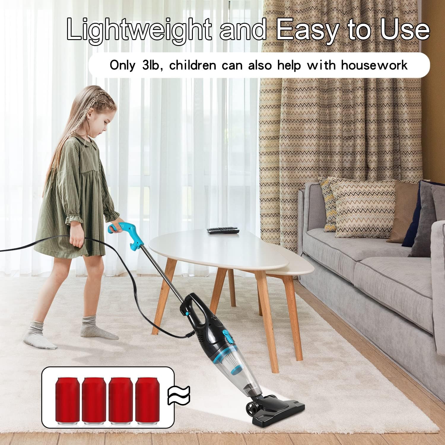 Intercleaner - Aspiradora con Cable, Succión 15 KPa, Motor 400W, 12 en 1, Ligera y Silenciosa para Pisos, Alfombras y Autos - Imagen 7
