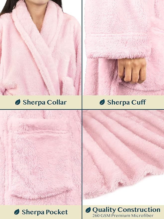 PAVILIA - Bata de baño de vellón suave y cálido para mujer, calidad prémium - Imagen 6